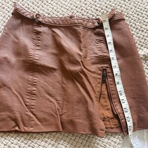 Free People Tan Faux Leather Skirt